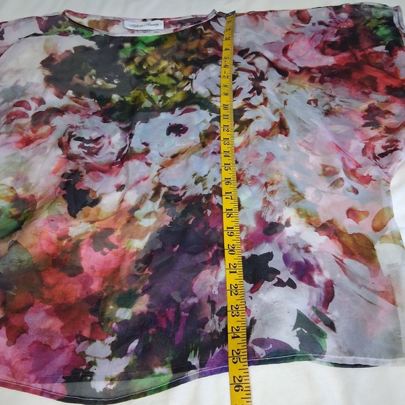 Fifteen Twenty 100% Silk Flowy Batwing Floral Blouse Sz M - Picture 4 of 10